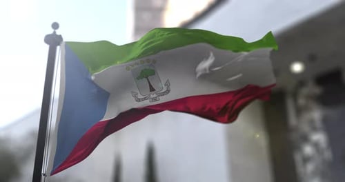 Equatorial Guinea National Flag Waving Outdoor Realistic Animation