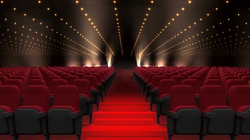 Cinema seats auditorium with flashing lights
