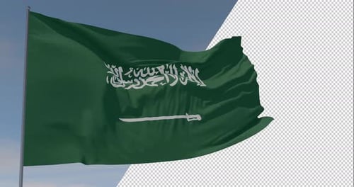 Realistic Waving Saudi Arabia National Flag