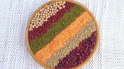 Colorful Lentils and Beans Arranged on a Plate