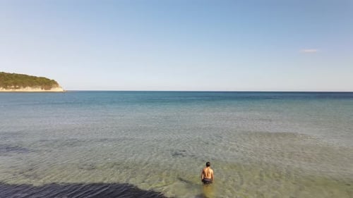 Swimming Sea Aerial Drone View