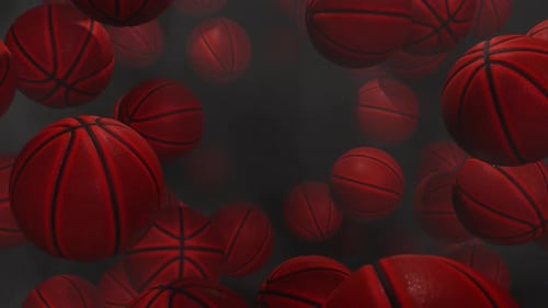 Animated Red Basketballs Loop for Sports Background