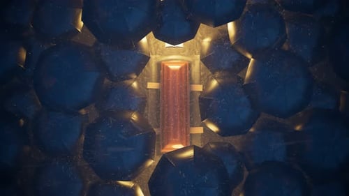 Mysterious Glowing Core Animation with Moving Geometric Shapes