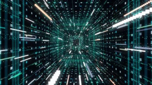 Futuristic shining tunnel with stream of lines