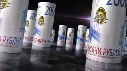 Russian Ruble RUB money banknotes rolls seamless loop
