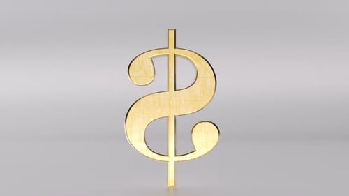 Rotating Golden Dollar Sign Finance Symbol