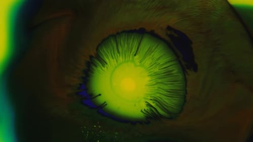 Chaotic Movement Expansion of the Flow Swirls of Yellow Green Blue and Red Colors