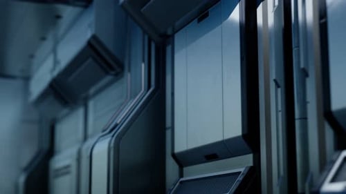 Futuristic Sci-Fi Corridor with Dynamic Opening Panels Animation