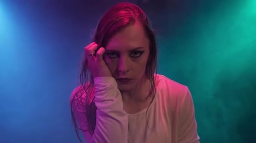 Mad Woman Looking at Camera