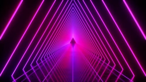 Futuristic Neon Triangle Tunnel Loop Background