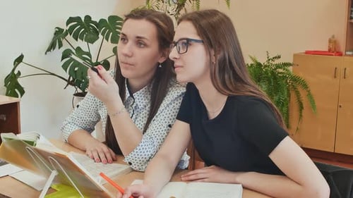 Students Study in the Classroom at the School Desk