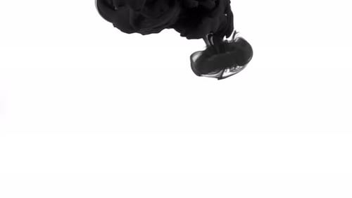 Abstract Black Ink Swirling on White Background