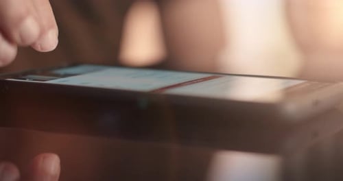 Surfing on a Smartphone. Search for Information and News Close Up.