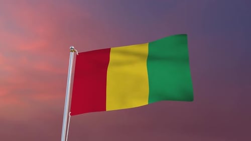 Waving Guinea Flag Animated Background