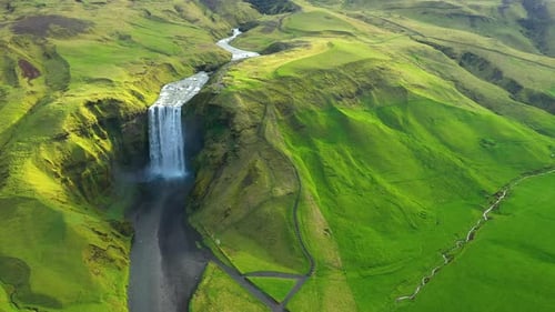 Above View of Skogafoss Waterfall, Iceland