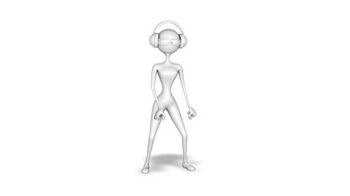 3D Woman Dance Looped on White