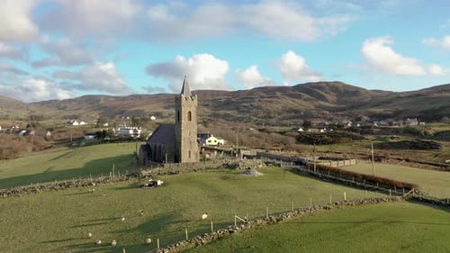 Aerial View of the Church of Ireland in Glencolumbkille Republic of Ireland