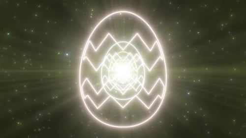 Easter Egg Shape Outline Spring Season Neon Lights Glow Tunnel Portal