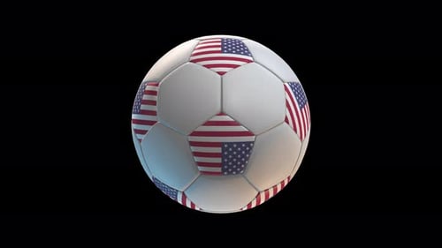 Rotating 3D Soccer Ball with American Flag Pattern