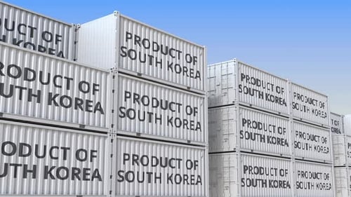 Containers with PRODUCT OF SOUTH KOREA Text