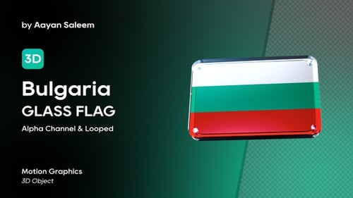 Glossy 3D Bulgarian Flag Plaque Rotation Animation
