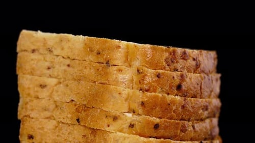 Golden Brown Sliced Bread Stack Close Up