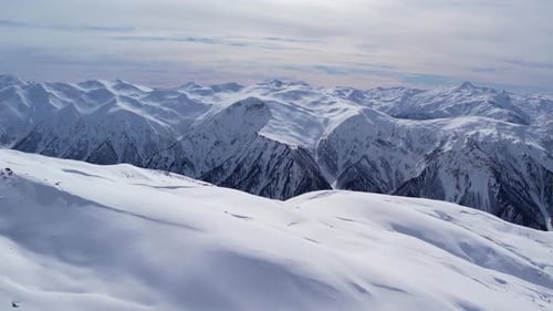 Winter drone flight over Mestia`s mountains in gerorgia.
Tetnuldi Ski Resort next to Uschba and Tet