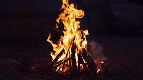 Burning Fire at Night