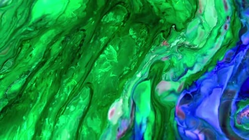 Abstract Swirling Green and Blue Liquid Motion