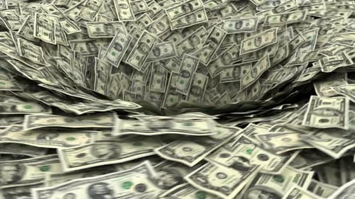 Money Vortex: US Dollar Bills Swirling Down