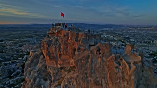 Aerial View of Cappadocia Rock Formation with People