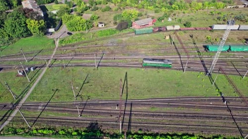 Colorful Freight Trains on the Railway Station