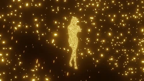 Abstract Golden Sparkle Human Figure Animation