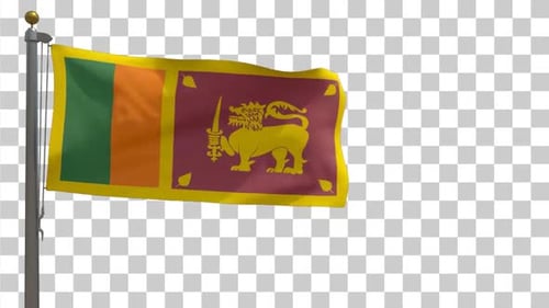 Realistic Sri Lanka Flag Waving on Pole