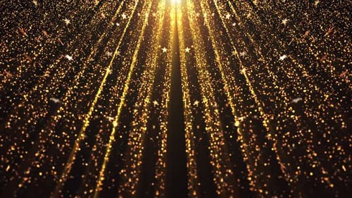 Golden Glittering Particles and Stars Falling Background