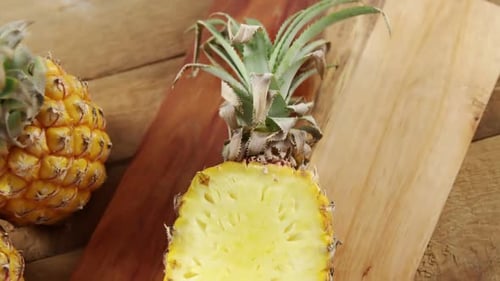 Fresh Juicy Pineapple on a Wooden Surface