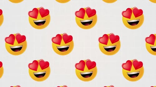 Looping Heart Eyes Emoji Scrolling Pattern Background