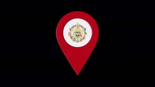 3D Rotating Red Map Pin with Emblem Animation