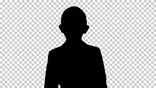 Silhouette Little boy walking, Alpha Channel