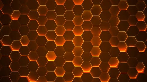 Brauner Neonlicht-Hexagon-animierter Hintergrund