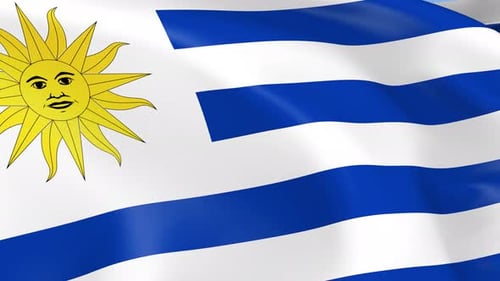 Uruguay National Flag Waving in Wind Animation