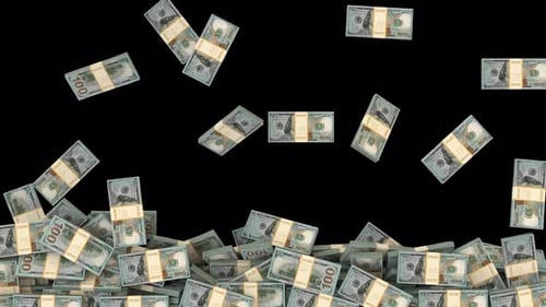 Falling Stacks of Money Accumulation Animation