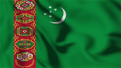 Waving Flag of Turkmenistan Seamless Loop