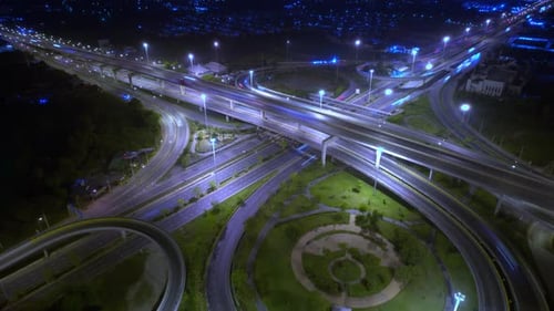 4K : Aerial hyperlapse drone shot of fast moving Highway road.
