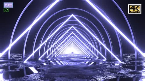 Futuristic Neon Tunnel Loop Background Animation