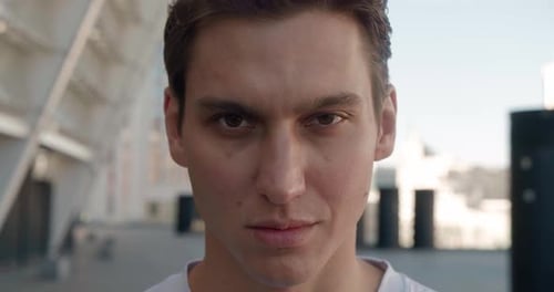 Young Adult Man Close Up Portrait Outdoors