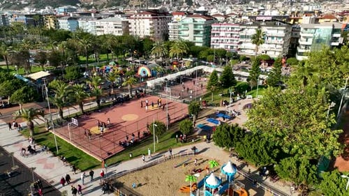 Basketball court Aerial View 4 K Alanya Turkey