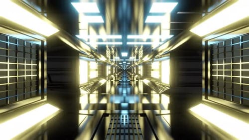 Futuristic Space Tunnel Flight with Dynamic Neon Lights