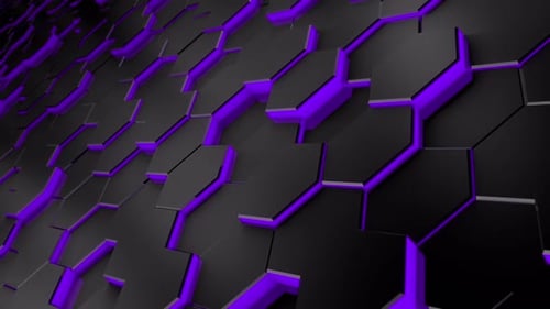 Animated Abstract Hexagon Grid with Glowing Purple Lines