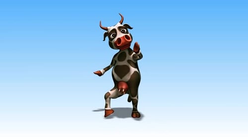 Amusing 3D Cartoon Cow Dancing Character Animation